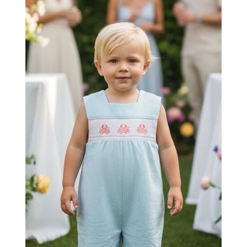 Anavini 3 Plaid Smoking Jon Jon Hand Smocked Romper One-Piece Size 3T Gingham